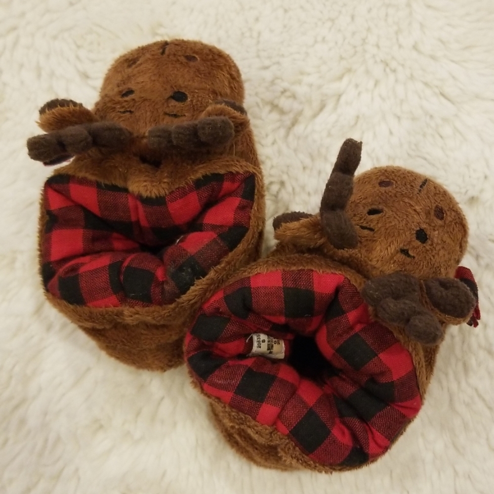 🎉 Infant Moose plaid slippers EUC - Picture 5 of 6